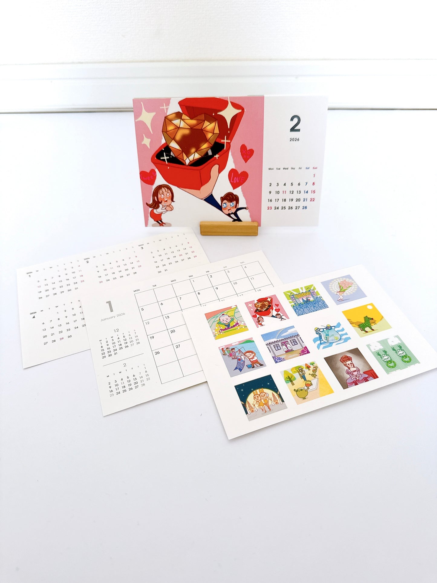 ぴよととなつき 2026年カレンダー(1月始まり)